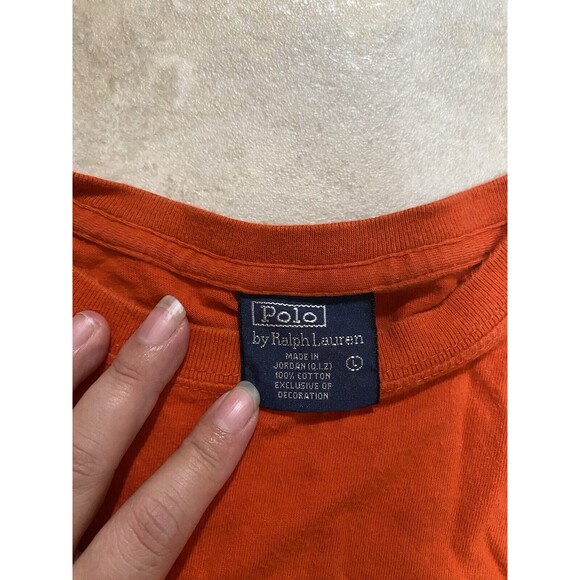 Polo Ralph Lauren * Orange Short Slv T Shirt * Green Horse * Size L - Picture 3 of 6